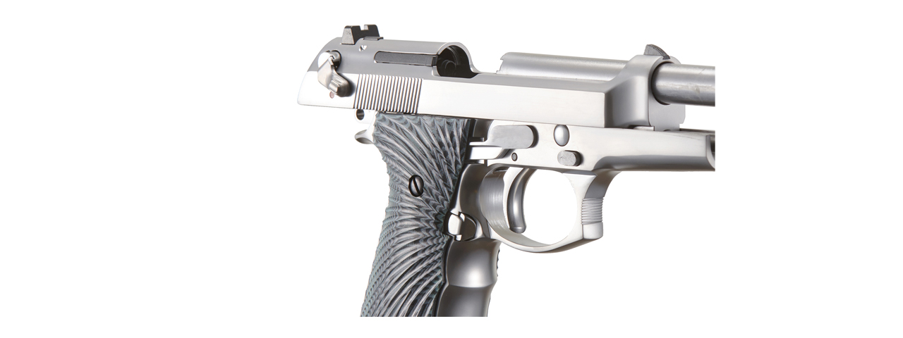 WE-Tech New System M92 Eagle Full Auto Airsoft Gas Blowback Pistol (Color: Silver) - Click Image to Close