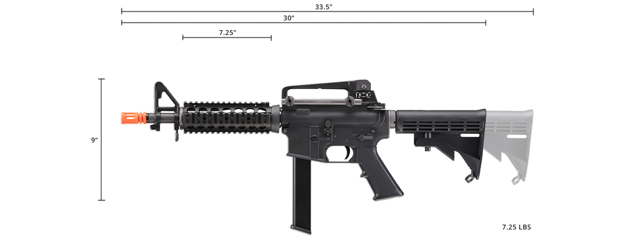 WE-Tech M4 CQB PCC Gas Blowback Airsoft Rifle (Color: Black)