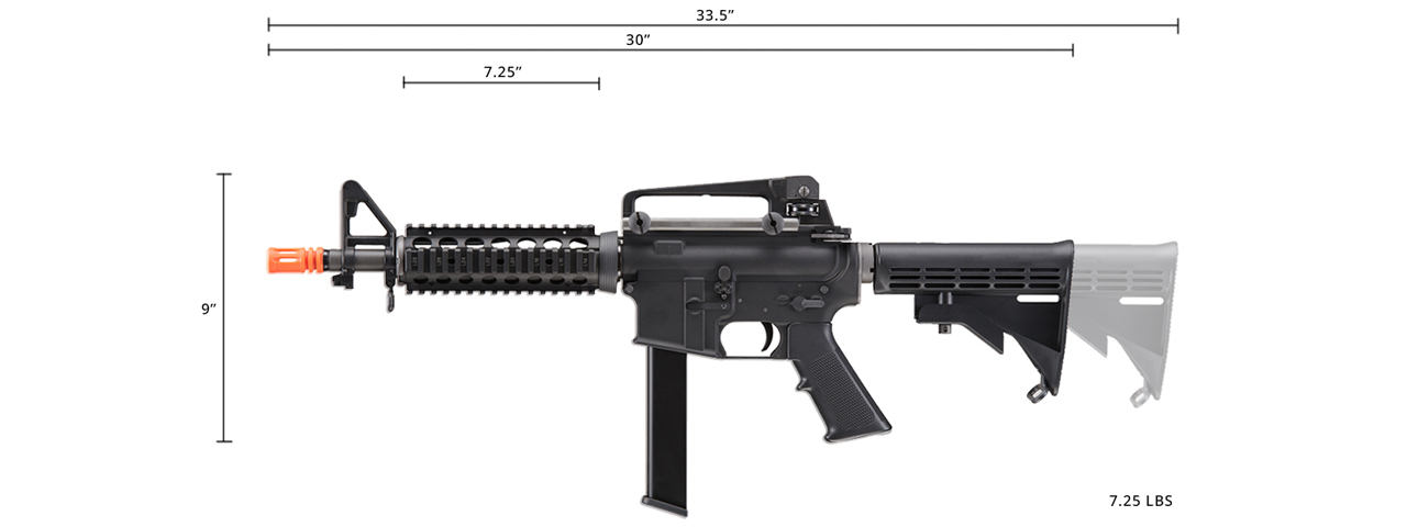 WE-Tech M4 CQB PCC Gas Blowback Airsoft Rifle (Color: Black) - Click Image to Close