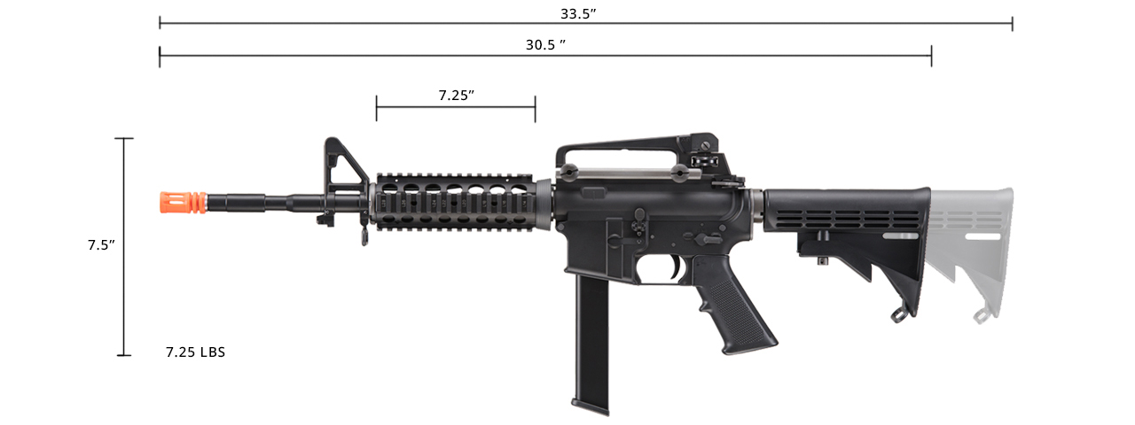 WE-Tech M4 RIS PCC Gas Blowback Airsoft Rifle (Color: Black) - Click Image to Close