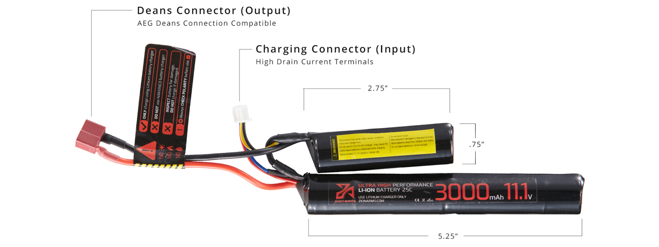 Zion Arms 11.1v 3000mAh Lithium-Ion Nunchuck Battery (Deans Connector) - Click Image to Close