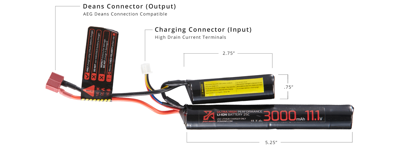 Zion Arms 11.1v 3000mAh Lithium-Ion Nunchuck Battery (Deans Connector)