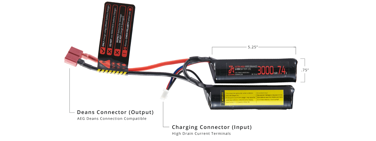 Zion Arms 7.4v 3000mAh Lithium-Ion Nunchuck Battery (Deans Connector)