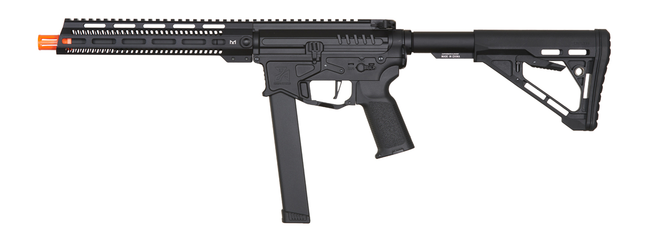 Zion Arms R&D Precision Licensed PW9 Mod 1 Long Rail Airsoft Rifle with Delta Stock (Color: Black)