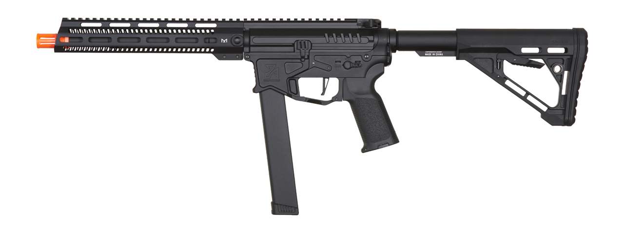 Zion Arms R&D Precision Licensed PW9 Mod 1 Long Rail Airsoft Rifle with Delta Stock (Color: Black) - Click Image to Close