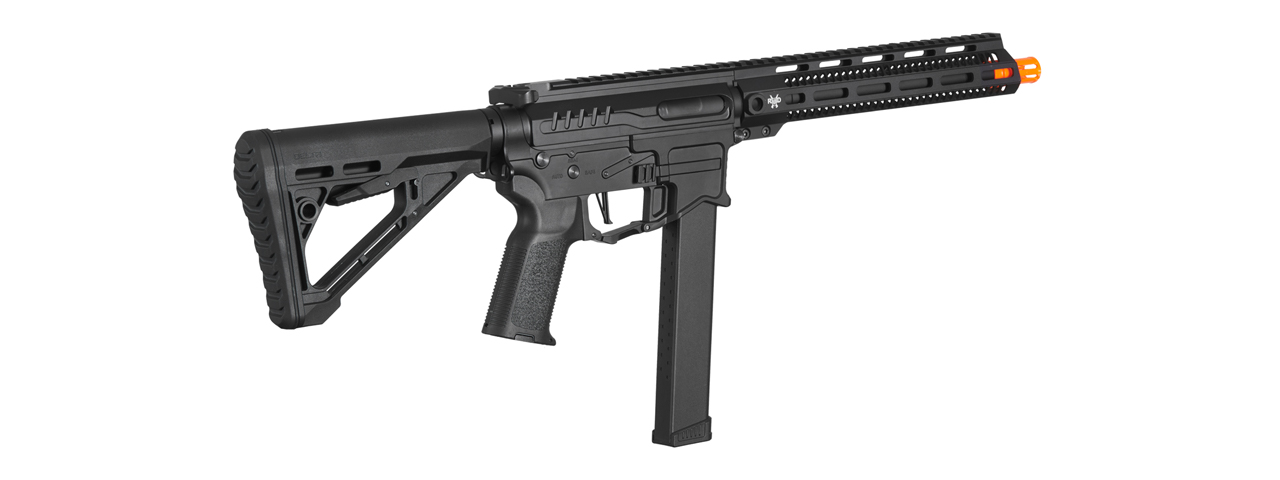 Zion Arms R&D Precision Licensed PW9 Mod 1 Long Rail Airsoft Rifle with Delta Stock (Color: Black)