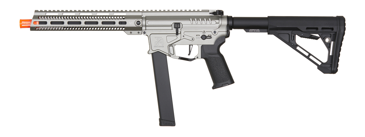 Zion Arms R&D Precision Licensed PW9 Mod 1 Long Rail Airsoft Rifle with Delta Stock (Color: Grey) - Click Image to Close