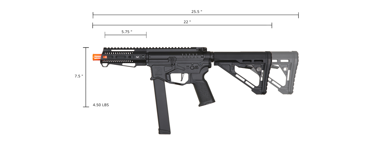 Zion Arms R&D Precision Licensed PW9 Mod 1 Airsoft Rifle with Delta Stock (Color: Black)