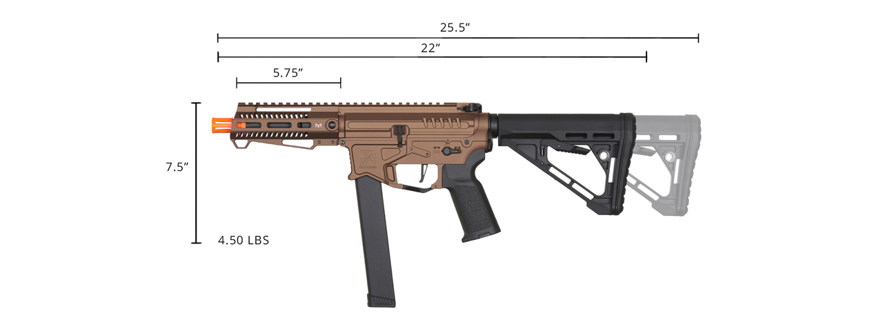 Zion Arms R&D Precision Licensed PW9 Mod 1 Airsoft Rifle with Delta Stock (Color: Bronze) - Click Image to Close