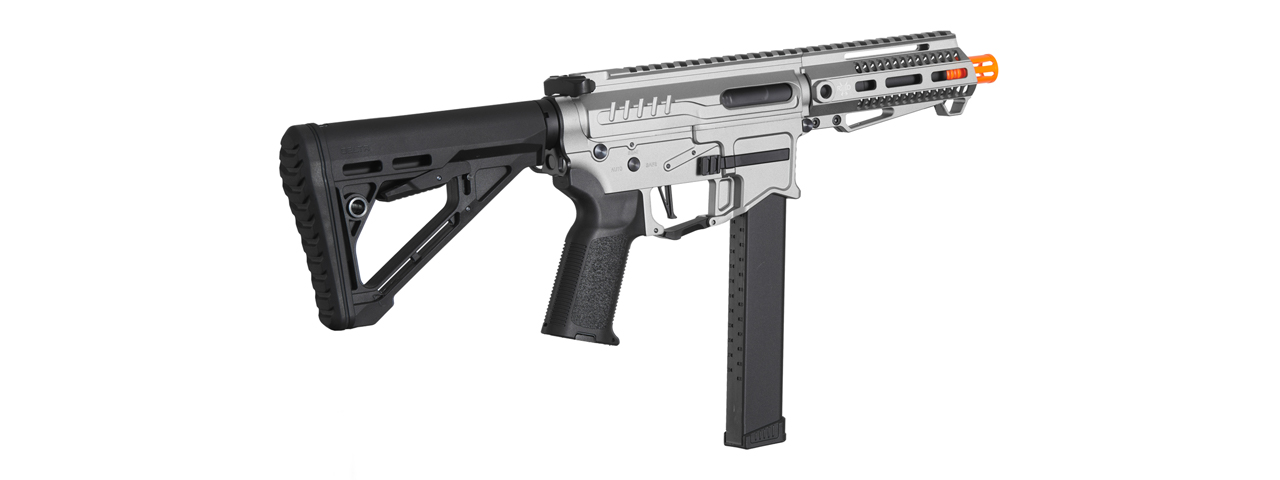 Zion Arms R&D Precision Licensed PW9 Mod 1 Airsoft Rifle with Delta Stock (Color: Grey) - Click Image to Close