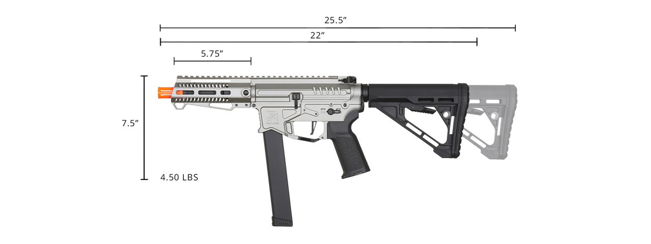 Zion Arms R&D Precision Licensed PW9 Mod 1 Airsoft Rifle with Delta Stock (Color: Grey) - Click Image to Close