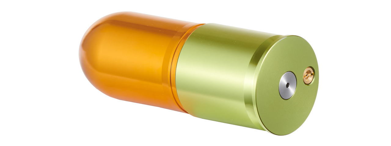 Lancer Tactical Long Aluminum Airsoft 40mm Green Gas Grenade Shell (Color: Gold / Green)