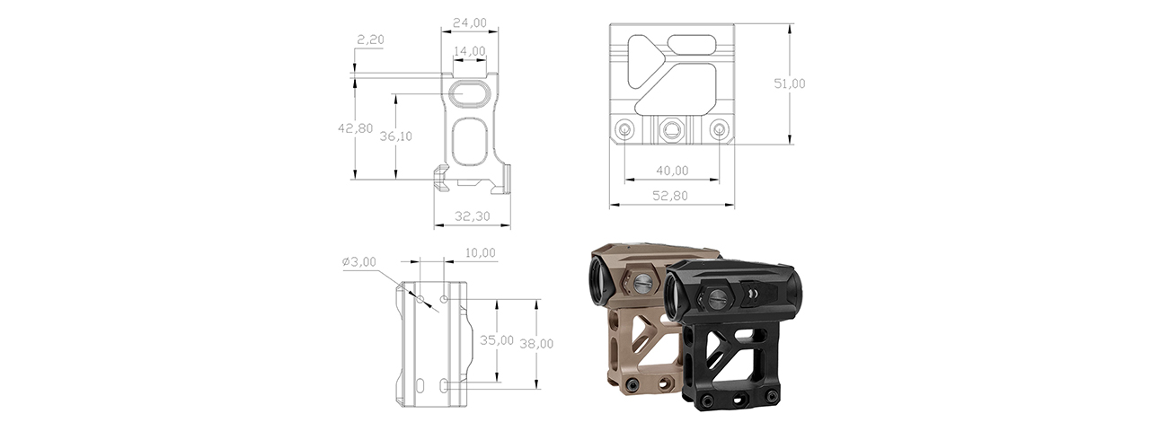 Atlas Custom Works Unit Lite Mount for T1 and T2 Optics (Tan)