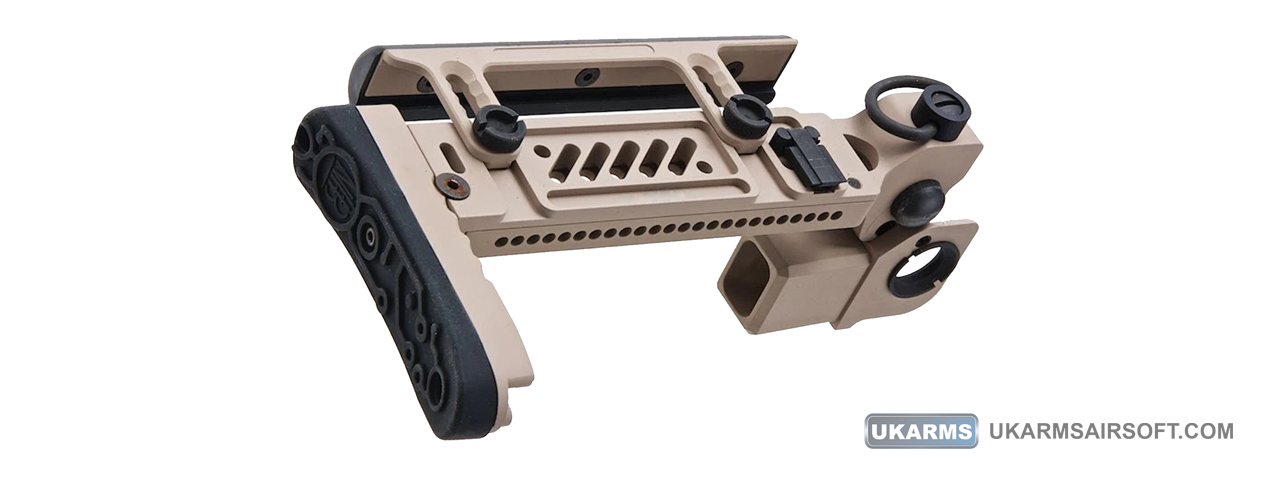 Atlas Custom Works PT-5 Side Folding Stock for GHK AKM Airsoft AEG Rifles (Color: Tan)