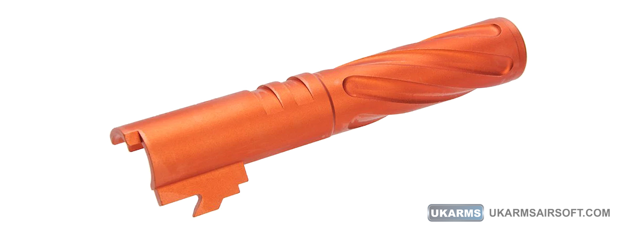 Atlas Custom Works Tornado Aluminum Outer Barrel for TM Hi-Capa 4.3 Airsoft GBB Pistols (Color: Orange) - Click Image to Close