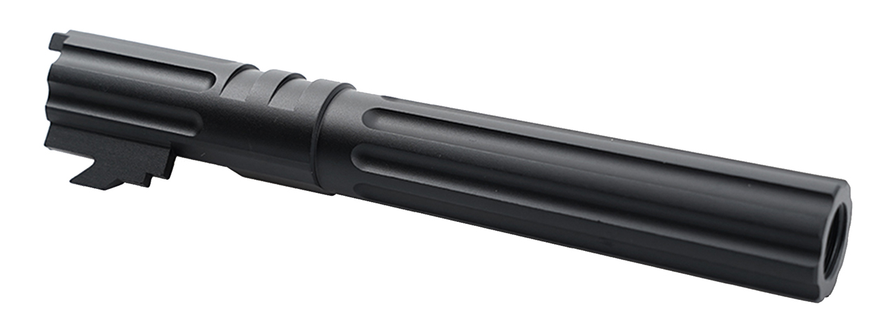 Atlas Custom Works 5.1 Inch Aluminum Straight Fluted Outer Barrel for TM Hicapa M11 CW GBBP (Black) - Click Image to Close