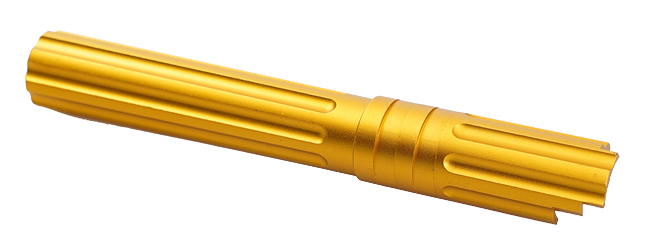 Atlas Custom Works 5.1 Inch Aluminum Straight Fluted Outer Barrel for TM Hicapa M11 CW GBBP (Gold) - Click Image to Close