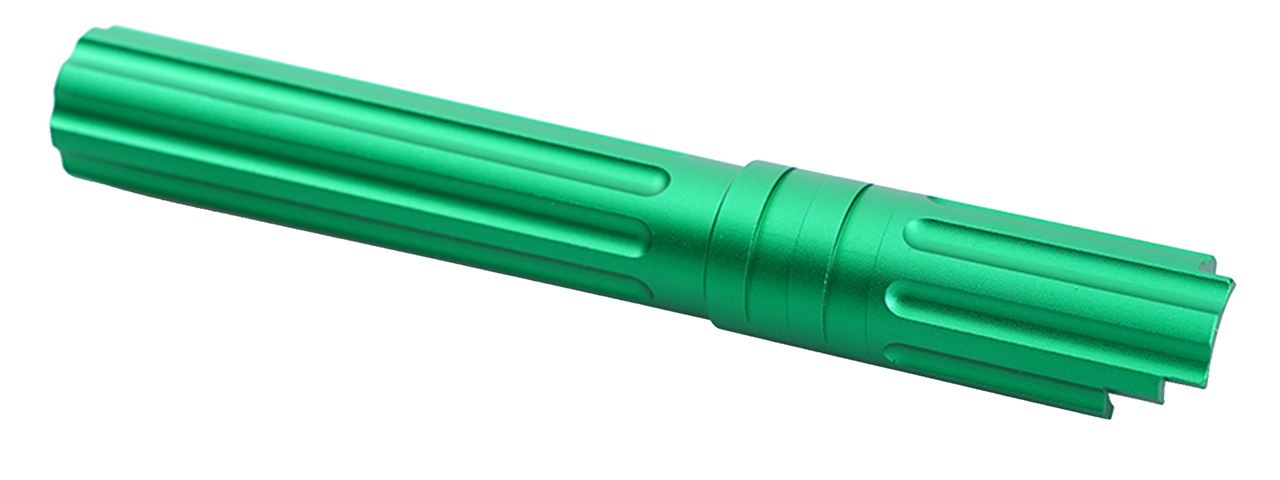 Atlas Custom Works 5.1 Inch Aluminum Straight Fluted Outer Barrel for TM Hicapa M11 CW GBBP (Green) - Click Image to Close