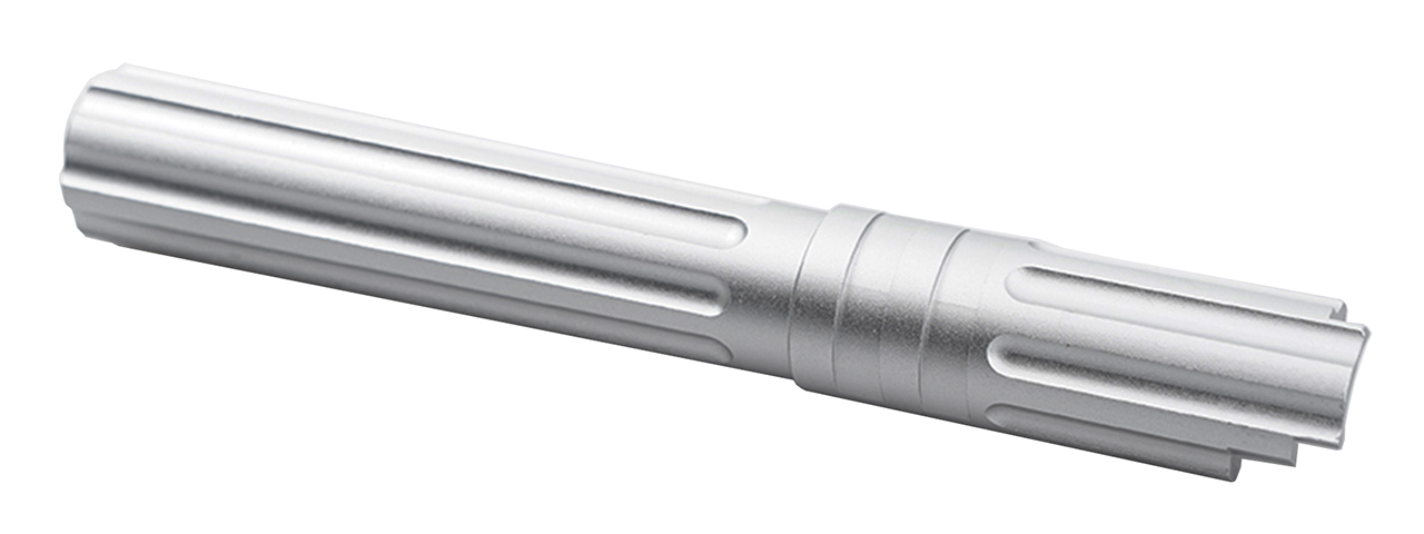Atlas Custom Works 5.1 Inch Aluminum Straight Fluted Outer Barrel for TM Hicapa M11 CW GBBP (Silver) - Click Image to Close
