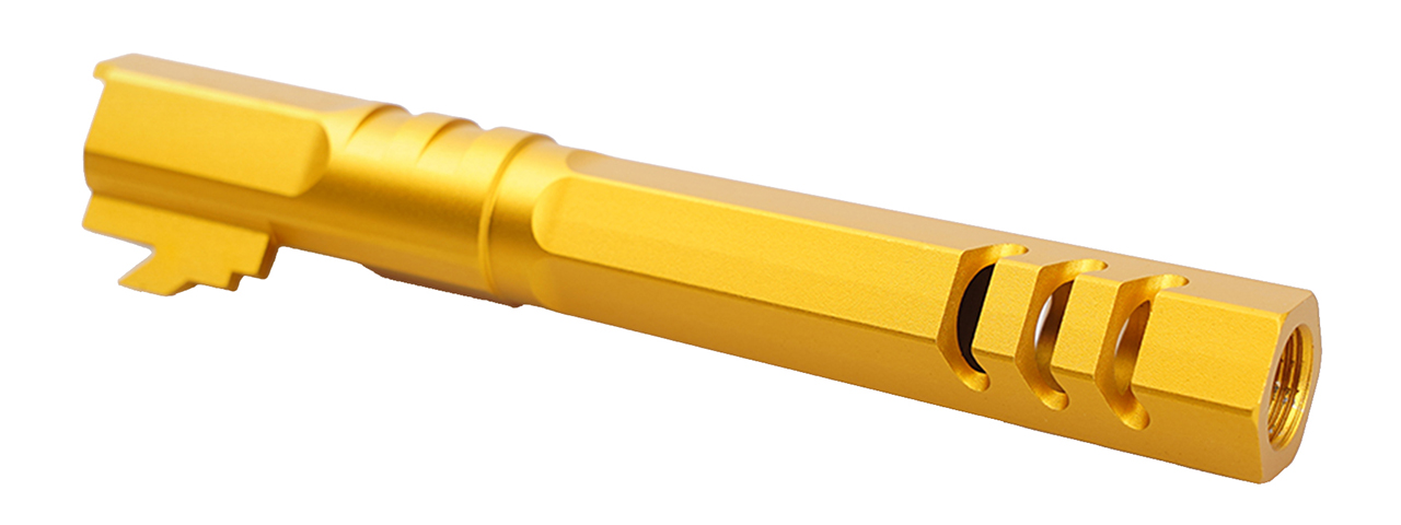 Atlas Custom Works 5.1 Inch Aluminum Hex Outer Barrel for TM Hicapa M11 CW GBBP (Gold) - Click Image to Close