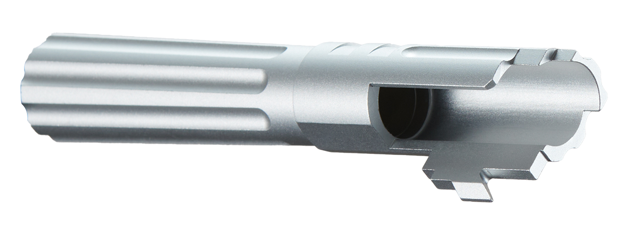 Atlas Custom Works 4.3 Inch Aluminum Straight Fluted Outer Barrel for TM Hicapa M11 CW GBBP (Silver) - Click Image to Close