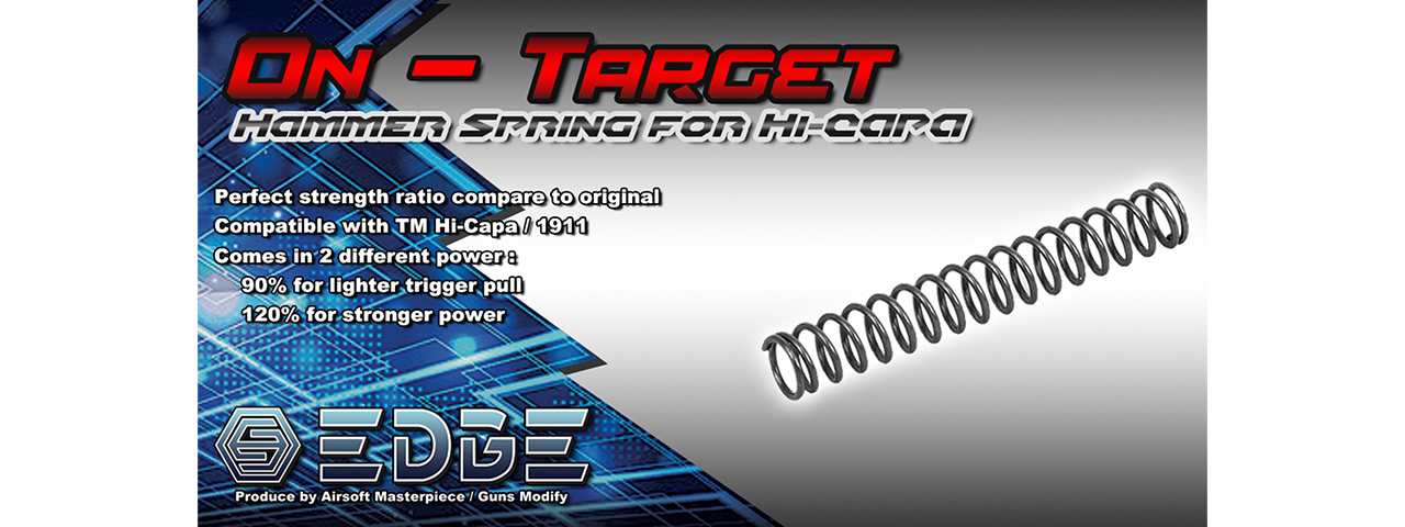 Airsoft Masterpiece Edge Custom "ON-TARGET" Hammer Spring for Hi Capas - 120% - Click Image to Close