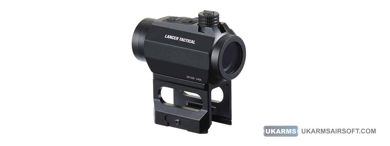 Lancer Tactical 2 MOA Micro Red Dot Sight with Riser Mount (Color: Black) - Click Image to Close