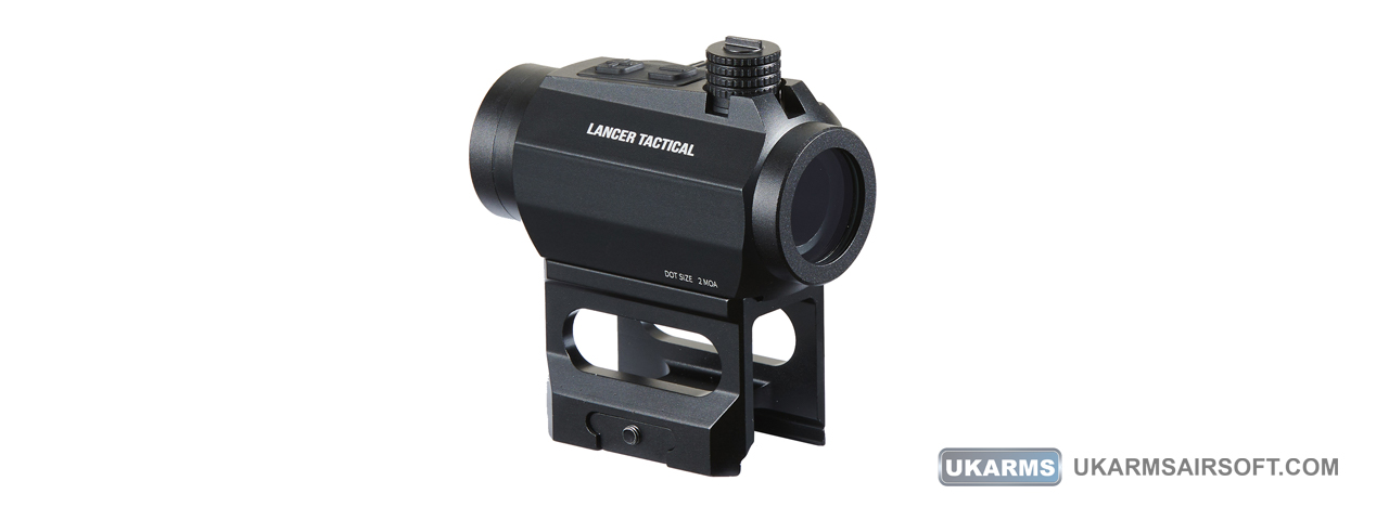 Lancer Tactical 2 MOA Micro Red Dot Sight with Riser Mount (Color: Black)