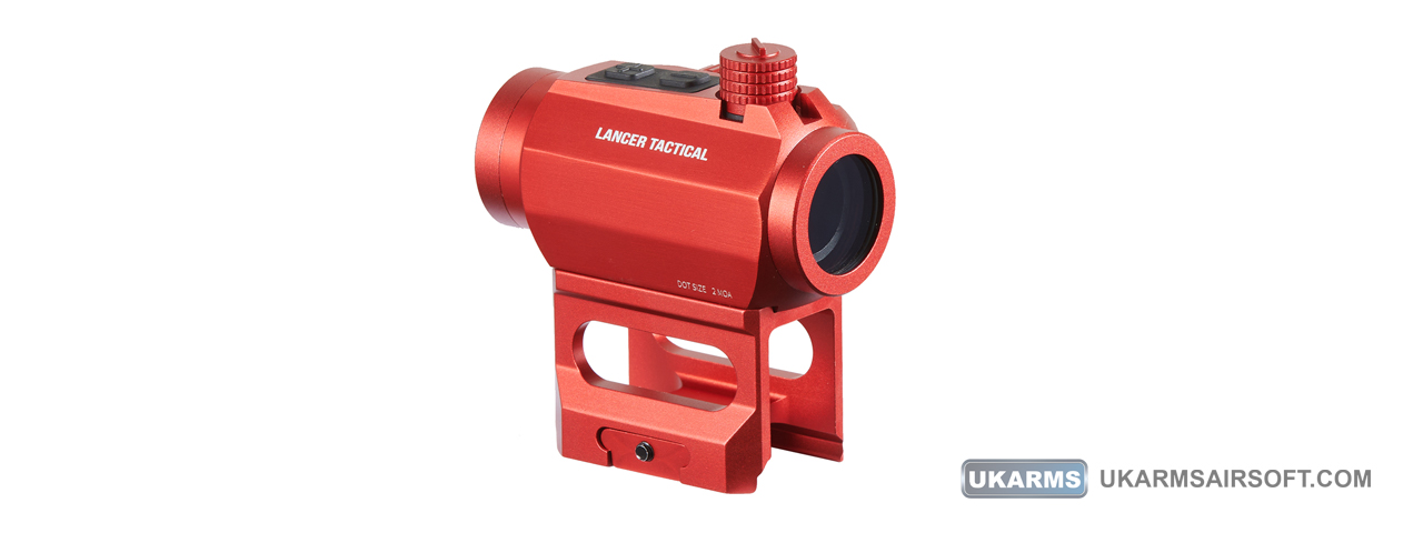 Lancer Tactical 2 MOA Micro Red Dot Sight with Riser Mount (Color: Red) - Click Image to Close