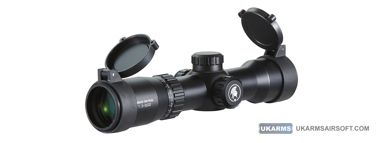Lancer Tactical 1.5-5x32 Rifle Scope with Mounts (Color: Black) - Click Image to Close