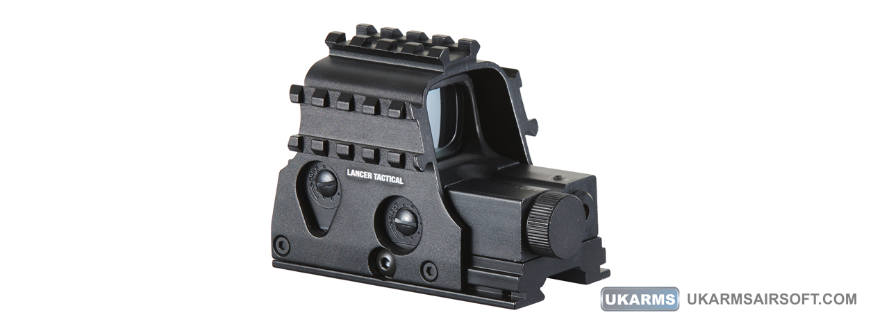 Lancer Tactical 3-Railed Green Dot Sight with Red Laser (Color: Black) - Click Image to Close