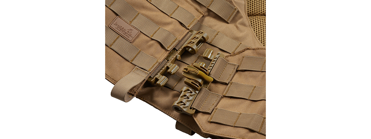 Lancer Tactical Quick Release Large Plate Carrier (Khaki) - Click Image to Close