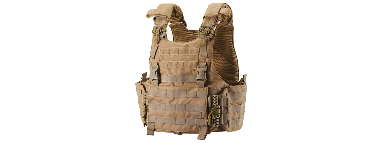 Lancer Tactical Quick Release Medium Plate Carrier (Khaki) - Click Image to Close