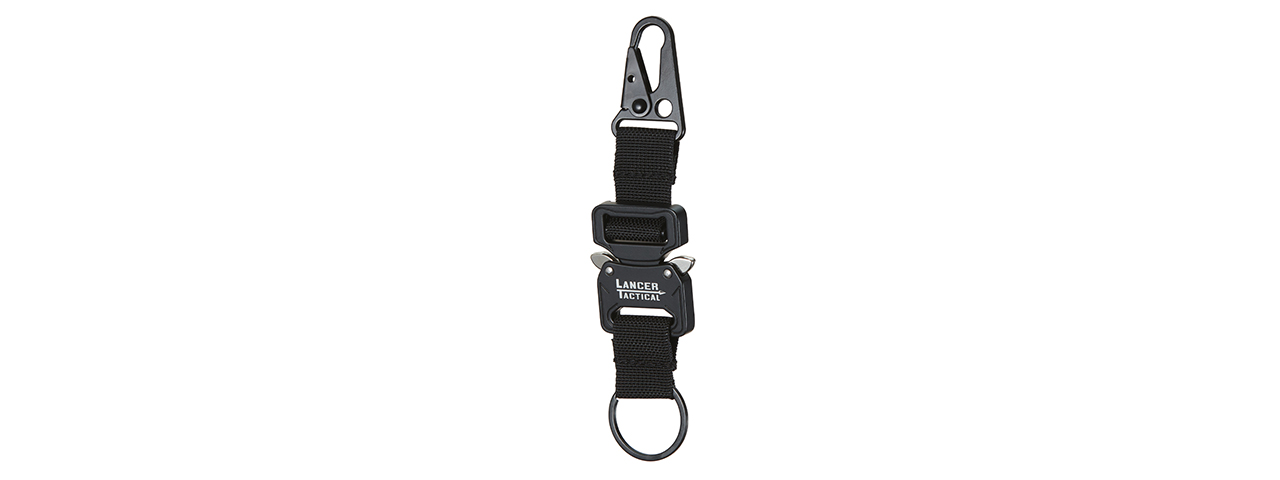 Lancer Tactical Cobra Buckle Keychain with Lancer Logo (Black) - Click Image to Close