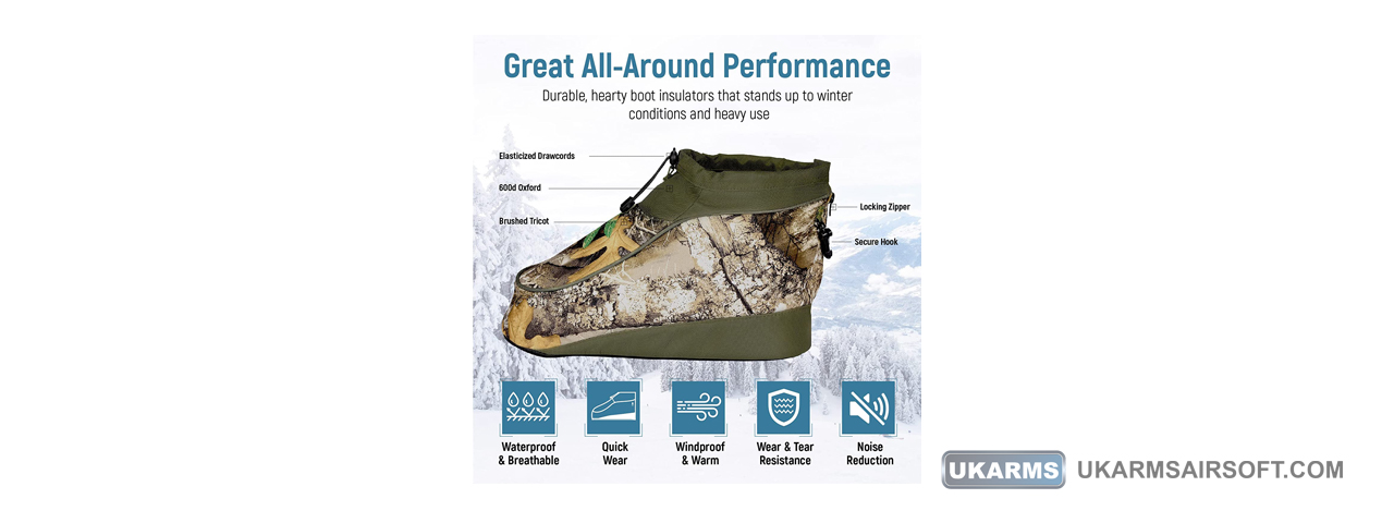 Lancer Tactical X-Large Size Insulated Boot Cover for Hunting (Color: Camo)