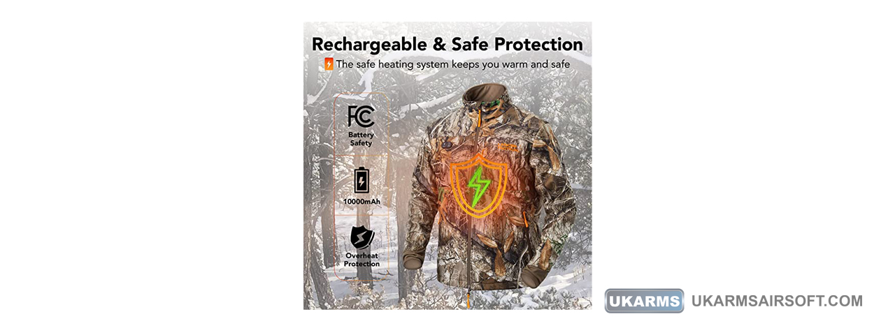 Lancer Tactical Large Size Rechargeable Heated Jacket for Hunting (Color: Camo) - Click Image to Close