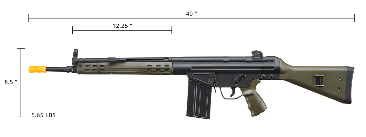 Classic Army CA-A3 Full Size Airsoft AEG (Color: OD Green) - Click Image to Close
