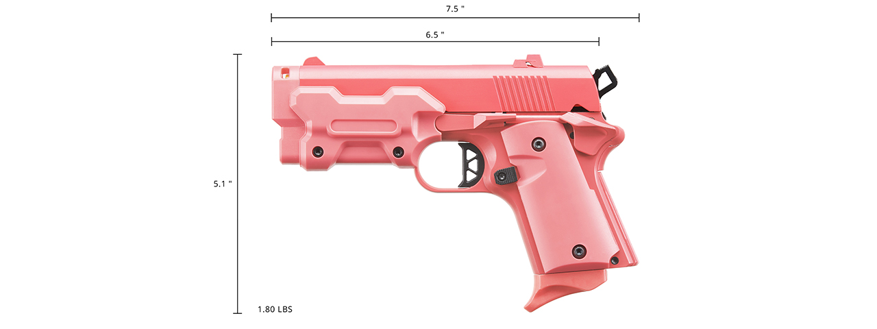 Double Bell AM45 Gas Blowback Pistol - Pink - Click Image to Close