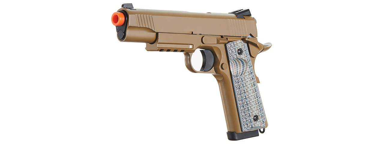 DOUBLE BELL M1911 CQB TACTICAL GAS BLOWBACK GBB AIRSOFT PISTOL (TAN) - Click Image to Close