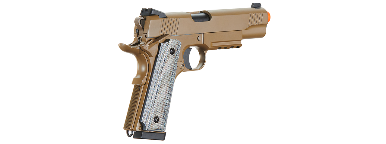 DOUBLE BELL M1911 CQB TACTICAL GAS BLOWBACK GBB AIRSOFT PISTOL (TAN) - Click Image to Close