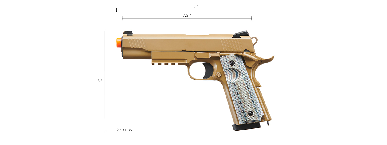 DOUBLE BELL M1911 CQB TACTICAL GAS BLOWBACK GBB AIRSOFT PISTOL (TAN) - Click Image to Close