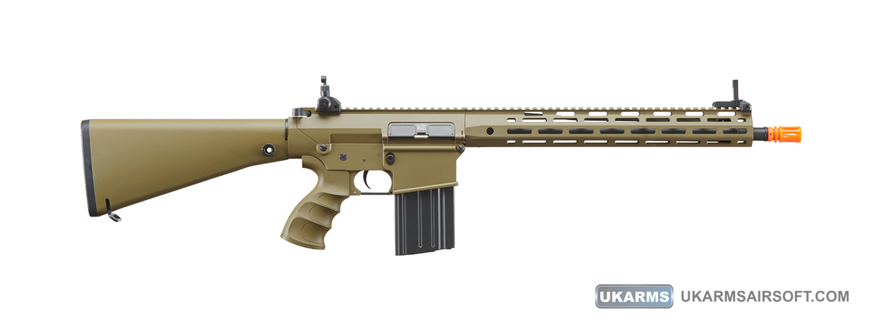 Golden Eagle Airsoft SR-25K w/ URX4 M-LOK Handguard & Full Stock - Tan