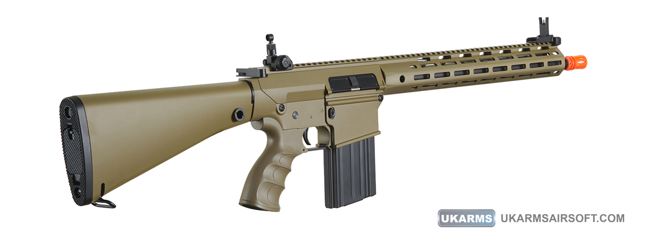 Golden Eagle Airsoft SR-25K w/ URX4 M-LOK Handguard & Full Stock - Tan