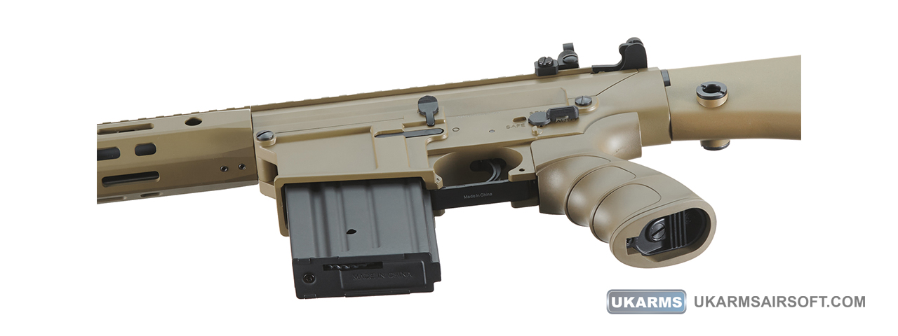 Golden Eagle Airsoft SR-25K w/ URX4 M-LOK Handguard & Full Stock - Tan