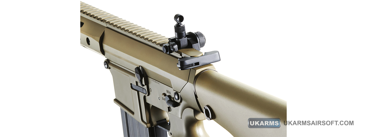 Golden Eagle Airsoft SR-25K w/ URX4 M-LOK Handguard & Full Stock - Tan - Click Image to Close