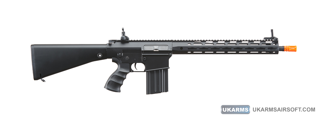 Golden Eagle Airsoft SR-25K w/ URX4 M-LOK Handguard & Full Stock - Black - Click Image to Close