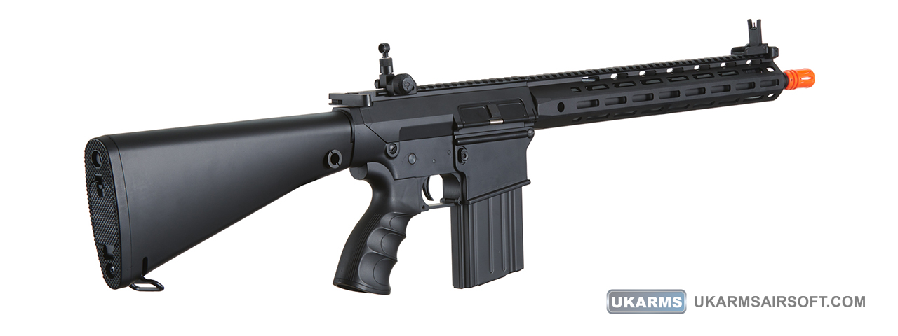 Golden Eagle Airsoft SR-25K w/ URX4 M-LOK Handguard & Full Stock - Black - Click Image to Close