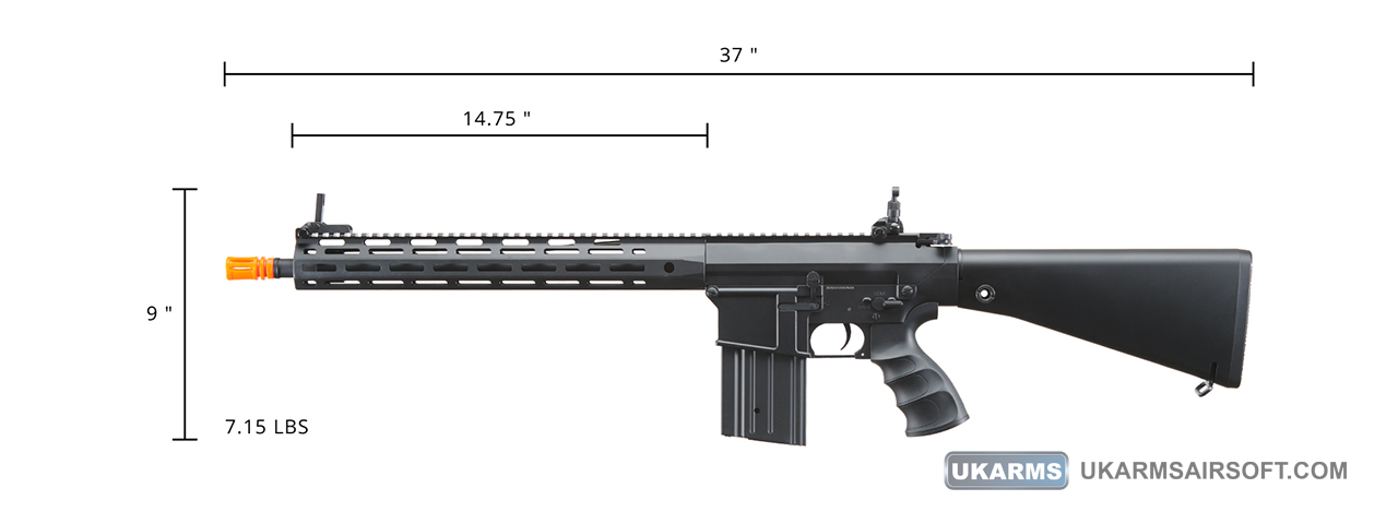 Golden Eagle Airsoft SR-25K w/ URX4 M-LOK Handguard & Full Stock - Black