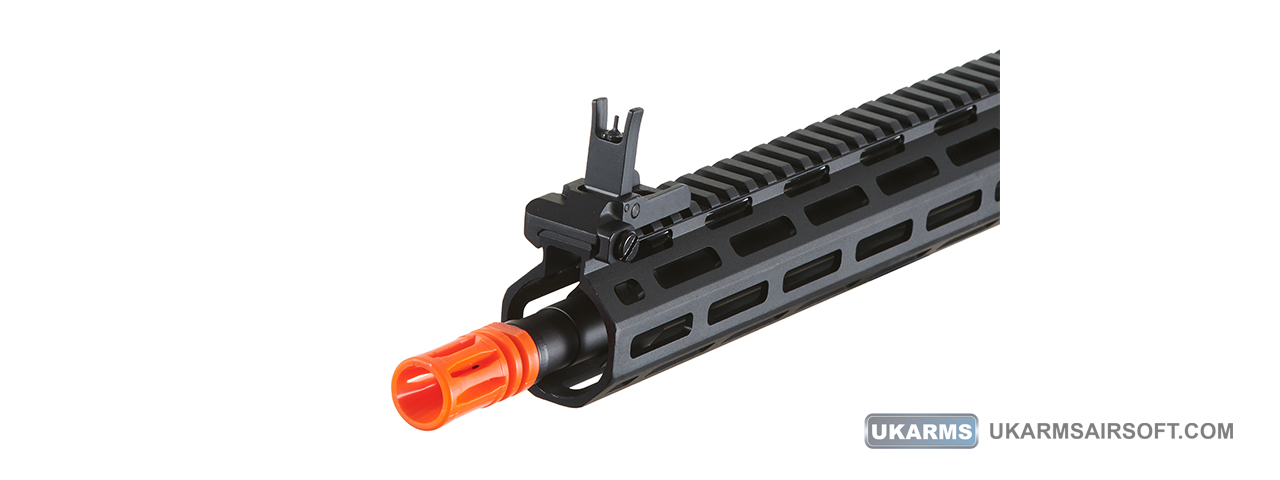 Golden Eagle Airsoft SR-25K w/ URX4 M-LOK Handguard & Full Stock - Black - Click Image to Close