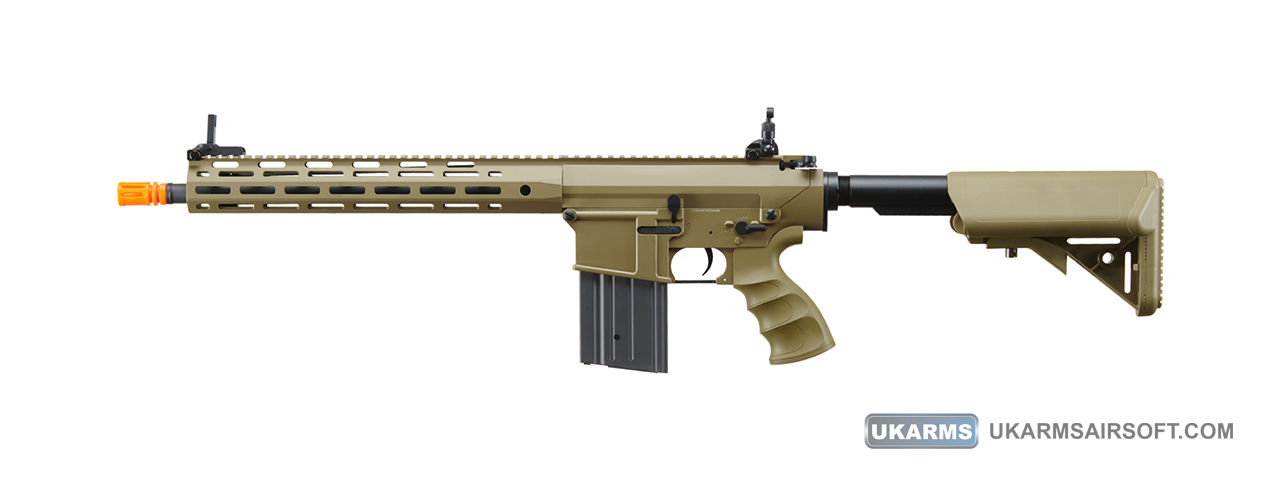 Golden Eagle Airsoft SR-25K w/ URX4 M-LOK Handguard & Crane Stock - Tan